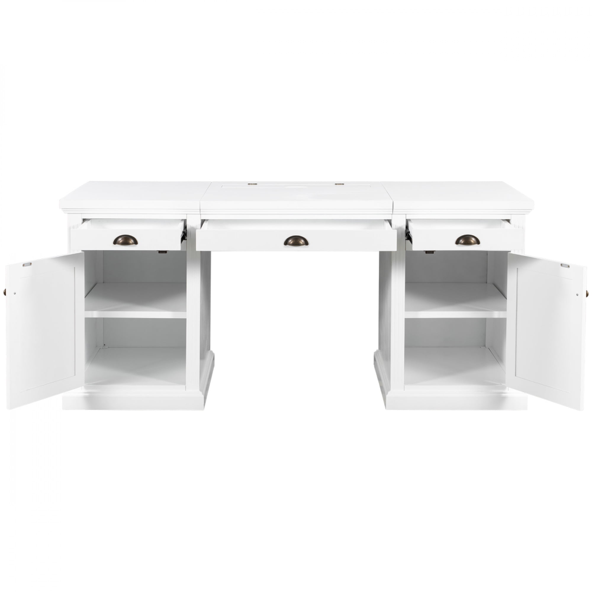 67" Modern Executive Desk,Computer Desk with 2 Wooden Doors Storage Cabinet and 3 Drawers,Reading Writing Table Workstation for Home Office, Living Room,Study,White