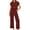 Red, variant on GaThRRgYP Womens Sets Outfit under $10,Women's Summer Two-piece Clothing Set with Lapel and Wide Leg Pants Casual Set