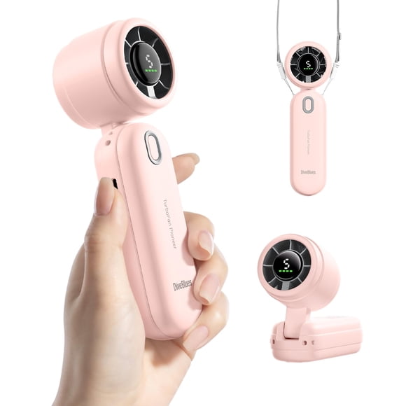 Turboventilador portátil Diveblues, recargable por USB, rosa