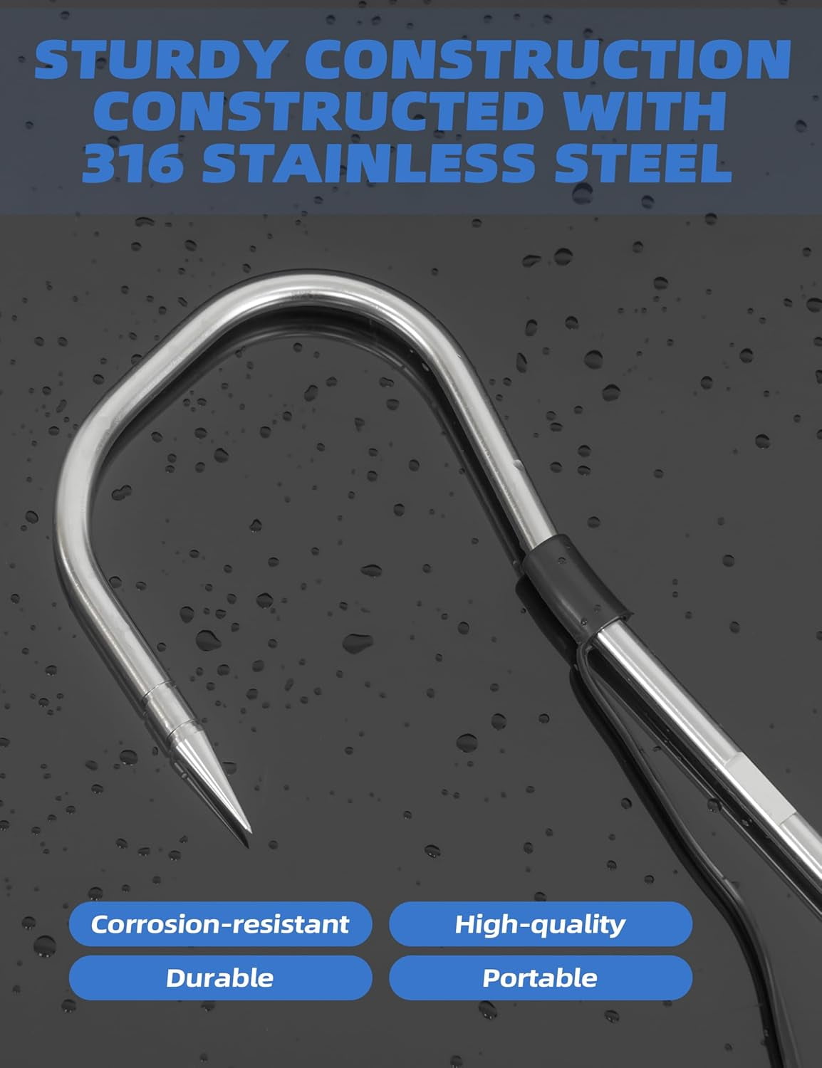 BLUEWING Fishing Gaff Hook Extra Sharp 316 Stainless Steel Spear Hook for Fishing Gaff Saltwater Harpoon Hook with Protection Cover for Mahi Mahi Tuna Wahoo 1pc, 2in, Model B