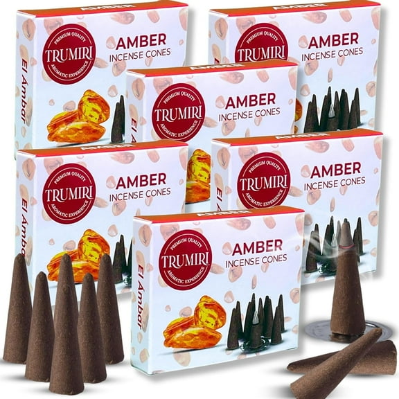 Amber Incense Cones - 60 Pack (10 x 6 Scents) - Scented Cone Incense
