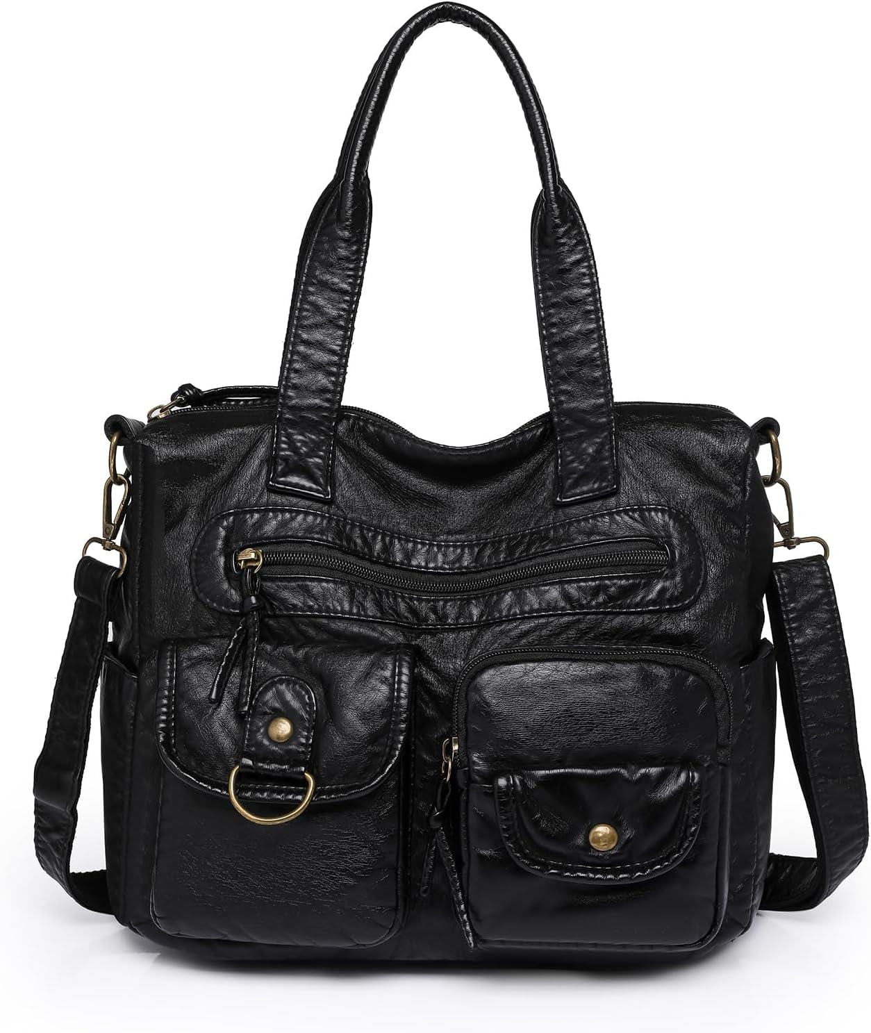 Crossbody Bag for Women Multi Pocket Shoulder Bags Medium Travel Purses Ultra Soft Washed Leather