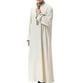 thumbnail image 6 of KIHOUT Clearance Men's and Big Men's Long Sleeve Shirt Standing Neck Pocket Long Shirt Muslim Robe Arab Middle Robe Long Style Embroidered, 6 of 9