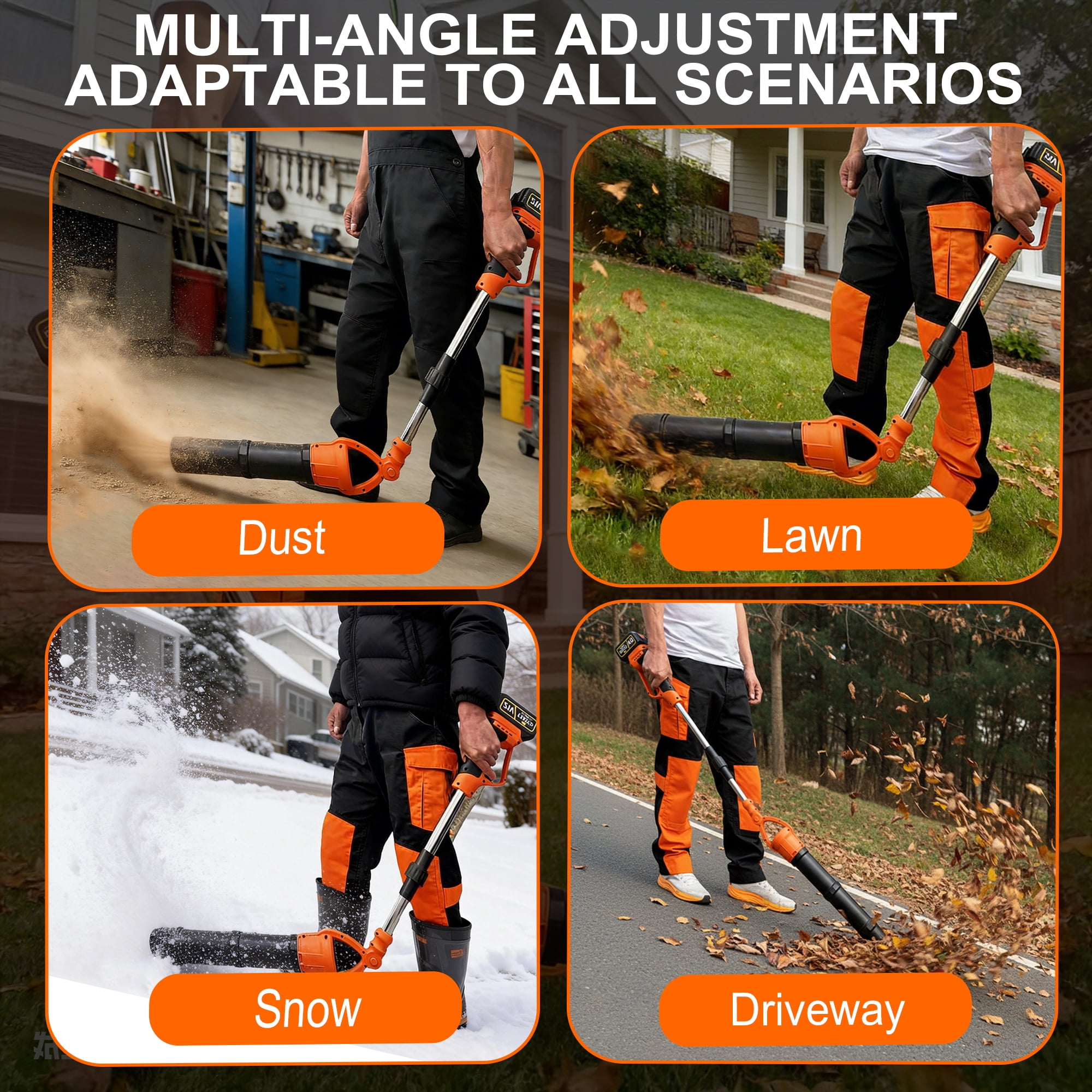 HOTREE Cordless Leaf Blower 600CFM with 2×21V Batteries, Foldable Rotating Design for Lawn Care Patio Cleaning