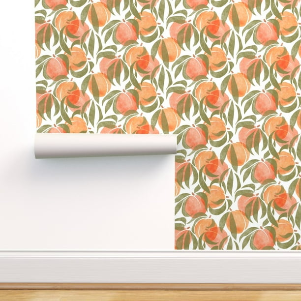 Peel & Stick Wallpaper 6ft x 2ft - Peaches Fruit Stone Custom Removable
