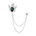 thumbnail image 2 of yuksok 2xSuit Brooch with Chain Alloy Crown Rhinestone Brooches for Coat Shirts and Green, 2 of 9