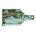 thumbnail image 2 of Beach Cutting Board, View of Nice Hammock with Palms by the Ocean Sandy Shore Exotic Print, Decorative Tempered Glass Cutting and Serving Board, Wine Bottle Shape, Green Cream Blue, by Ambesonne, 2 of 5
