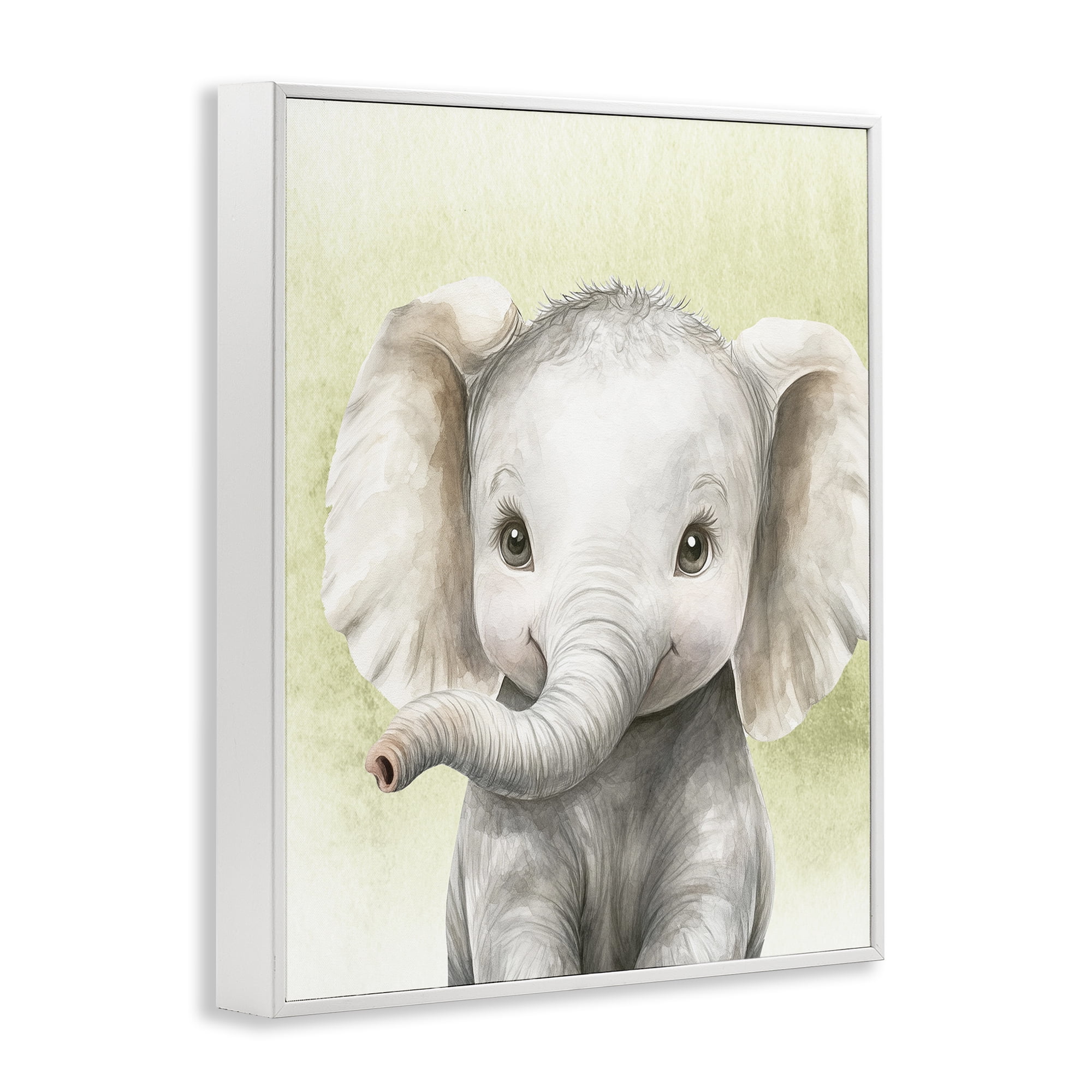 Stupell Industries Jungle Friends Baby Elephant White Framed Giclee Art, design by Christine Simpson Art