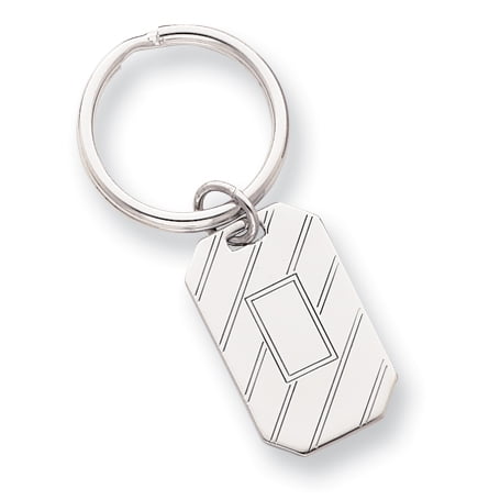 Rhodium-plated Kelly Waters Etched Diagonal Line Key Ring GL8695