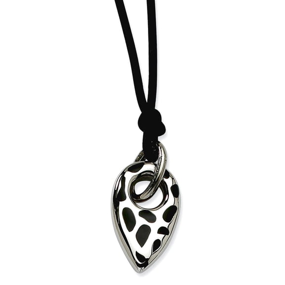 Chisel Stainless Steel Polished Black Resin Pendant w/ 2 in ext Necklace