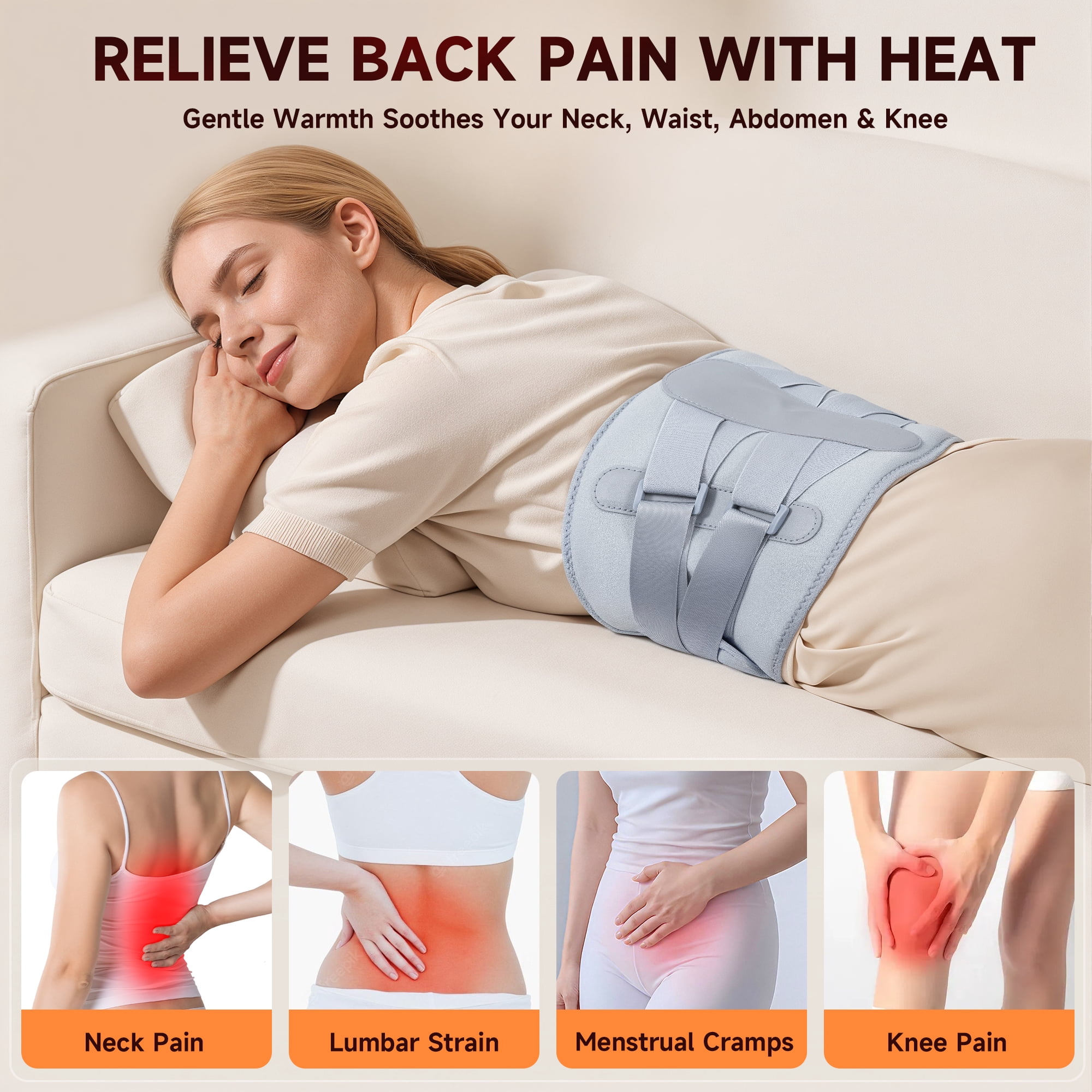 ALLJOY 67" Cordless Heating Pad for Back Pain Relief, 10000mAh Lower Back Massager with 3 Heat 3 Vibration, Gifts for Mom Women Men Dad