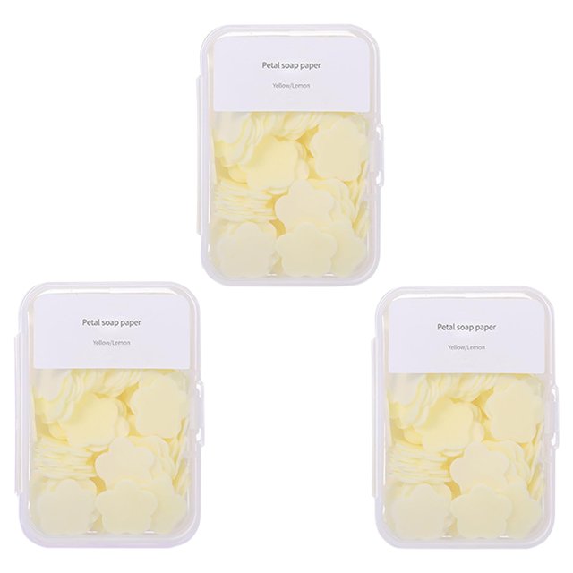 300 hojas de jabón portátiles para lavar las manos, mini hojas de jabón perfumadas, jabón soluble desechable para viajes al aire libre, camping, senderismo (amarillo)