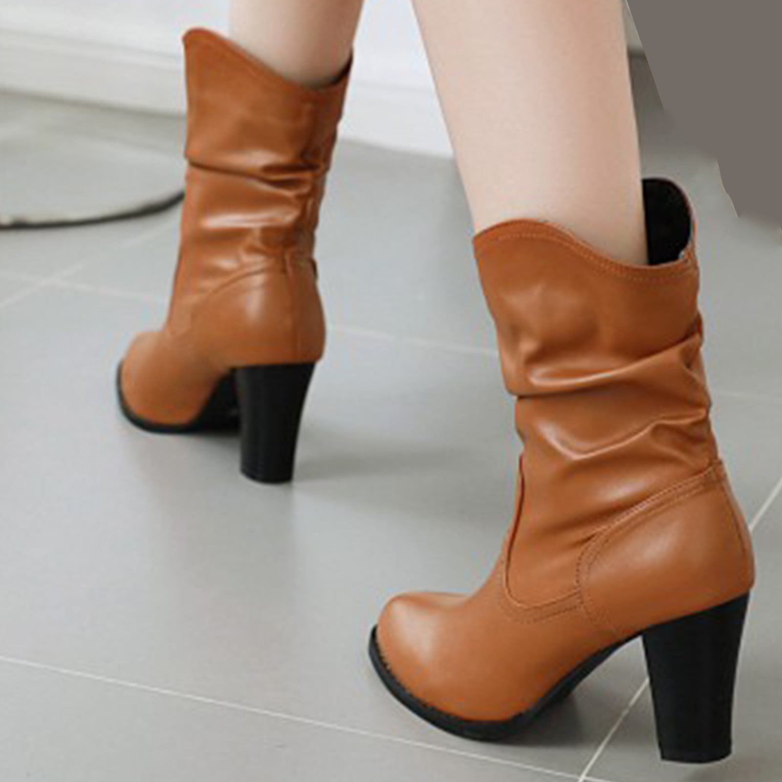 AXXD High Heels Shoes,Winter Ankle-High Daily Winter Shoes For Women Hiking & Hunting Boots Wide Mid-Calf Boots For Women Ladies Casual Women Shoes For Clearence