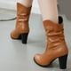 thumbnail image 4 of Zapatos de mujer Moda Color sólido Cuadrado Tacones altos Casual Cálido Resistente al desgaste Botas de vaquero de lana sin cordones Wmkox8yii  hfjk3232, 4 of 6