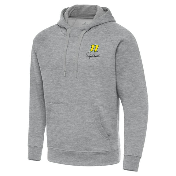 Men's Antigua Heather Gray Denny Hamlin Victory Pullover Hoodie