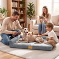 thumbnail image 6 of Exclusivo Mezcla L-Shaped Pet Couch Bed with Removable and Washable Cover, Orthopedic Dog Bed for Large Dogs with Non-Slip Bottom, 42"×28", Grey, 6 of 10
