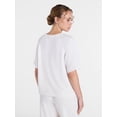 thumbnail image 4 of Joyspun Women's French Terry Knit Sleep Top with Short Sleeves, Sizes XS-3X, 4 of 6