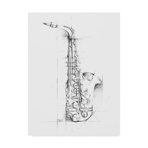 Trademark Fine Art 'Saxophone Sketch' Canvas Art by Ethan Harper