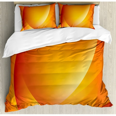 Orange Duvet Cover Set Colorful Smooth Twist Lines Sun