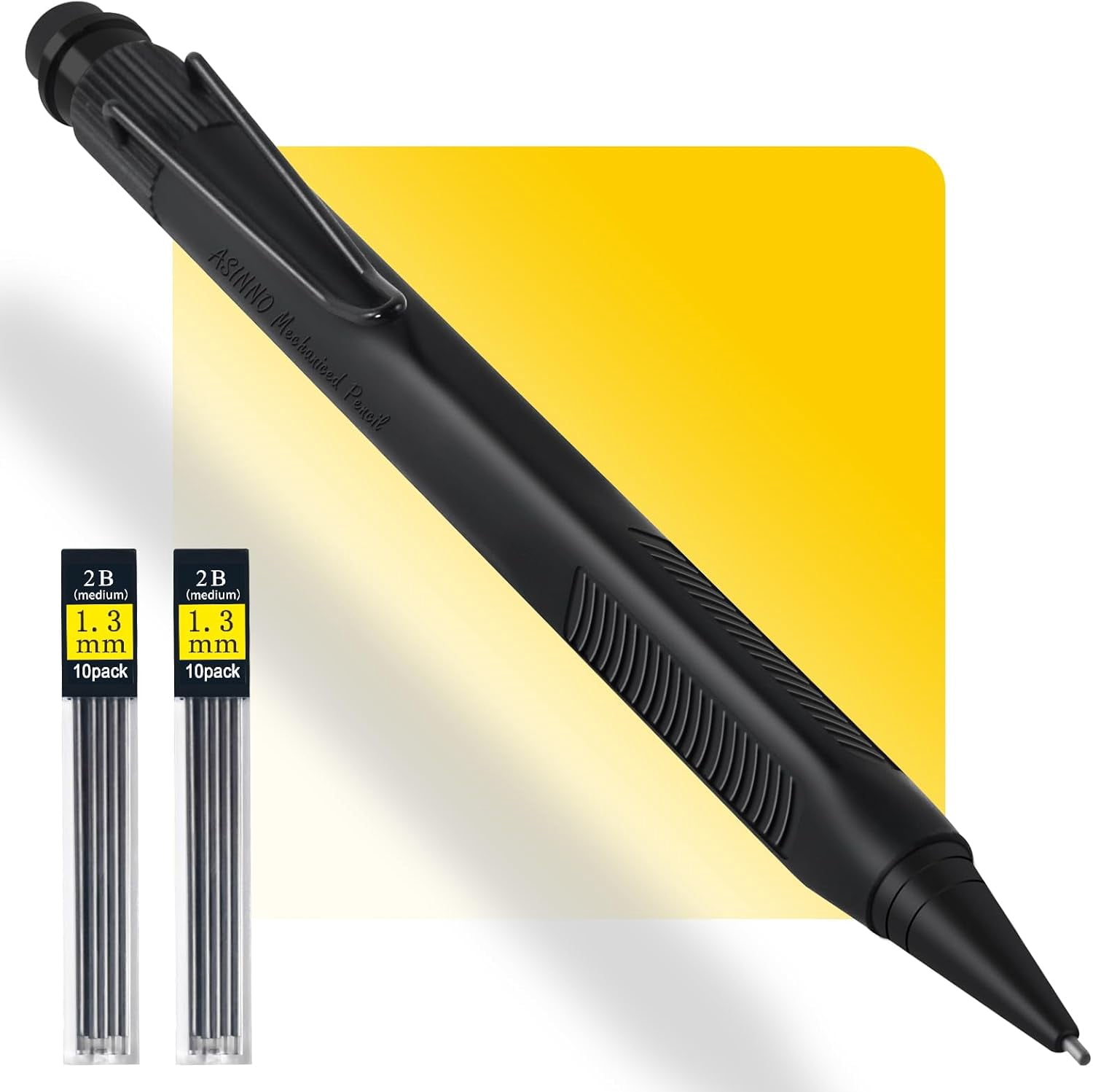 1.3 MM Mechanical Pencil, Weatherproof 2B Dark Lead, Heavy Duty Mechanical Pencil Woodworking Pencils with 20 Lead Refills and 4 Erasers, for Outdoor Marking Drafting Drawing Sketching$$Office