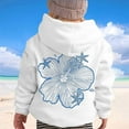 thumbnail image 4 of Thetops Toddler Hoodie 2-3T, White Tropical Palm Tree & Hibiscus Print, 100% Polyester Lightweight Machine Washable, 4 of 8