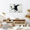 thumbnail image 4 of Banksy Canvas Art Print Black Art Wall Decor Flower Thrower Banksy Street Art Banksy Abstract Gallery Exhibition Canvas Living Room Decor(18" W x 12" H，Framed), 4 of 10