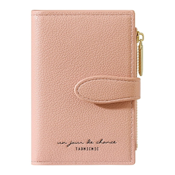 Bmisegm Fashion Summer Women Girls Purse Buckle Zipper Compact and Convenient Simple Design Solid Color Casual Style Men's Leather Wallets Pink One Size