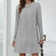 thumbnail image 5 of Moda mujer casual cuello redondo manga larga sólido damas botón mini vestido Fridja  NMB613, 5 of 6