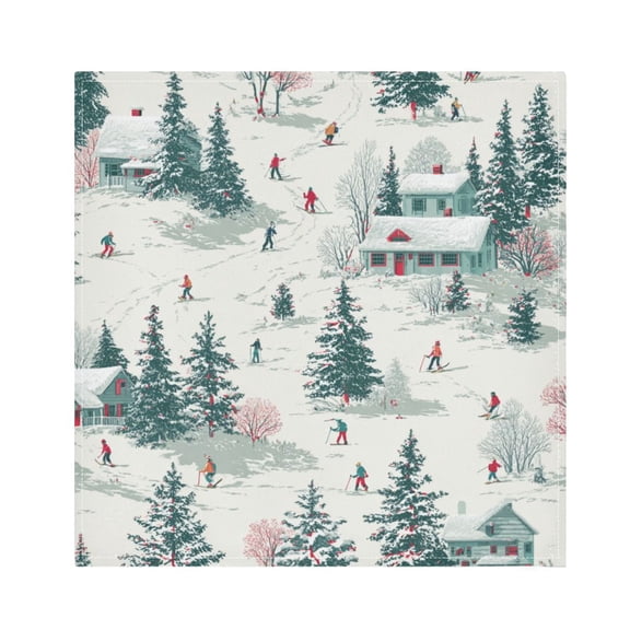 1 Pack 20'' x20" Satin Table Napkins Dinner Napkins for wedding Party Decoration events Vintage Christmas Winter Scene