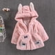 thumbnail image 3 of Gibobby Chaqueta de Forro Polar para bebés niñosAbrigos de dibujos animados de invierno con cremallera ropa + bolsa niños manga caliente niños largo mant(Rosa, 2-3 Años), 3 of 4