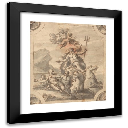 Sir James Thornhill 12x13 Black Modern Framed Museum Art Print Titled - Neptune