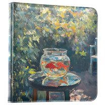 FORMRS 3 Ring Photo Album 4"x6" Self Adhesive Large Capacity PU Leather Cover, Sunshine Goldfish