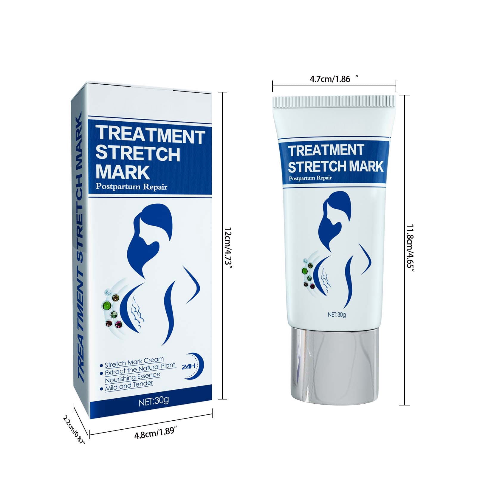 Alvantor Stretch Mark Cream for Pregnancy with Postpartum Skin Firming & Scar Fading, 1.05 oz