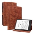 thumbnail image 2 of FJLBDE Case for 6.8" Kindle Paperwhite 11th Gen 2021, Embossed Flower PU Leather Flip Wallet Folio Stand Cover, Brown, 2 of 7