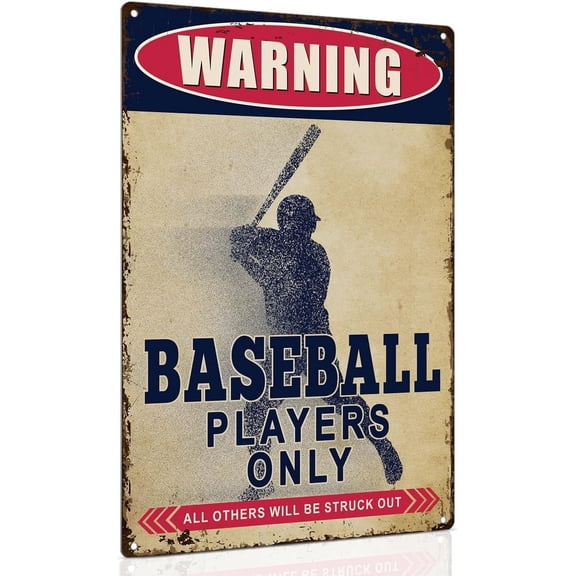 Boys Baseball Gifts - 8x12 Inch Metal Sign Baseball Decor for Boys Room Decor