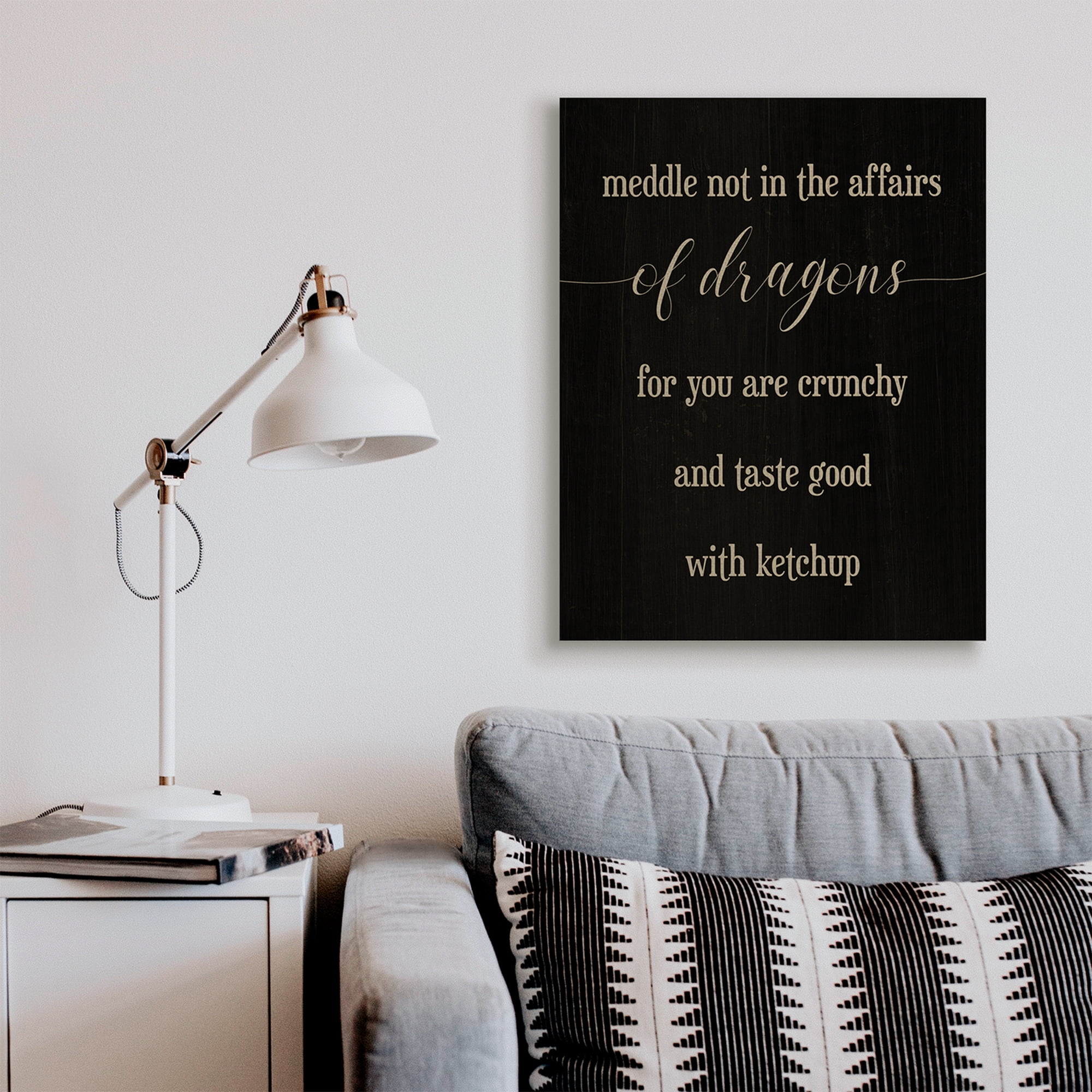 Stupell Industries Meddle Not In Dragon Affairs Saying Mythical Creature Fairy Tales & Fantasy Painting Gallery Wrapped Canvas Art Print Wall Art, 30 x 40