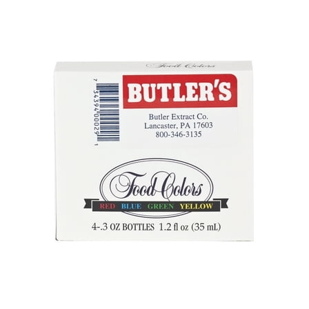 (Price/Case)Butler's Best Assorted Food Coloring (B, G, R, Y) 12/4-.3oz, 174225