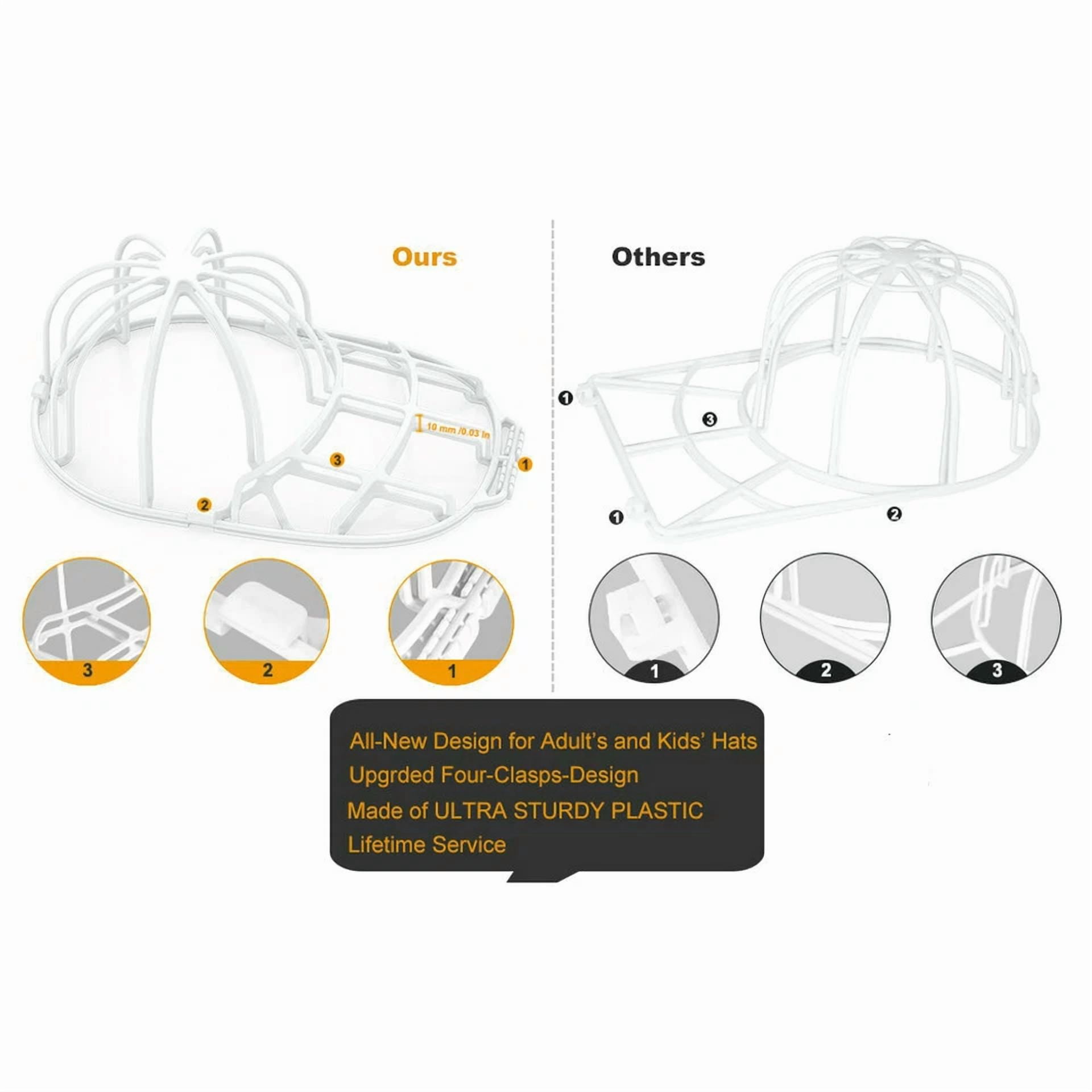 CIRCLE- 3 Pack Hat Washer Baseball Cap Cleaner Machine Washing Cage Holder Frame Net New