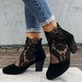 thumbnail image 5 of Patlollav Womens Ethnic Style Woman Net Yarn Breathable Flowers Zipper Casual High Heel Sandals, 5 of 5