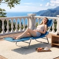 thumbnail image 4 of Costway Patio Tanning Chair,Folding Beach Lounge Chair with 5-Position Adjustable Backrest Blue, 4 of 10