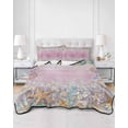 thumbnail image 2 of Quilts Twin-XL Size Bedding Set, Summer Beach Starfish Lightweight Quilted Comforter, Pink Coastal Ocean Conch Wood Grain Soft Bedspread Coverlet with Pillow Covers for All Season, 68" x 98", 2 of 7