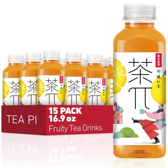 Tea PI Iced tea – Black Tea, Lemon Sweet Iced Fruit Tea Bottles, Real Juice, -16.9 fl oz, 500mL, 15 Pack