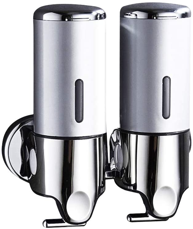 "Happyline" 450ML Capacity 2Chamber Manual Hand Soap Dispenser Wall Mount Liquid Shampoo Shower