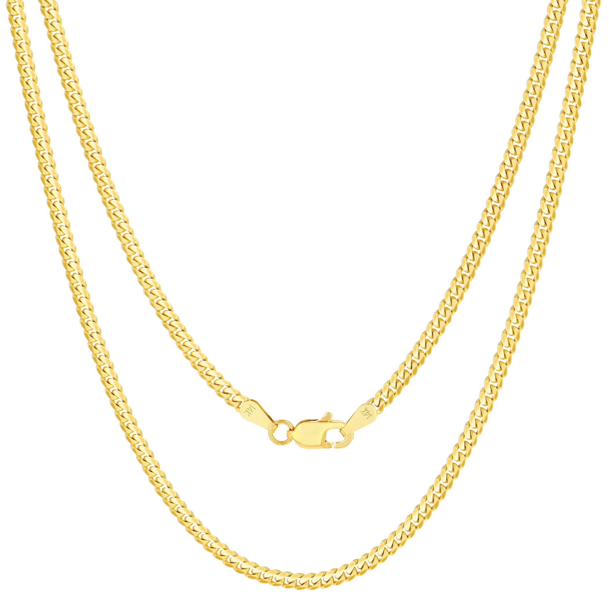 Nuragold 14K Real Yellow Gold Solid Miami Cuban Link Chain Necklace 16"-30" (2.7mm-11mm) Italian Jewelry for Men & Women