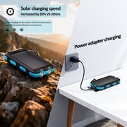 SOLPOWBEN 20000mAh Solar Power Bank Compatitble for iphone Portable Solar Power Bank with Dual 5V USB Ports 2 Flashlight Compass Battery Pack for Outdoor Camping Hiking(Blue)