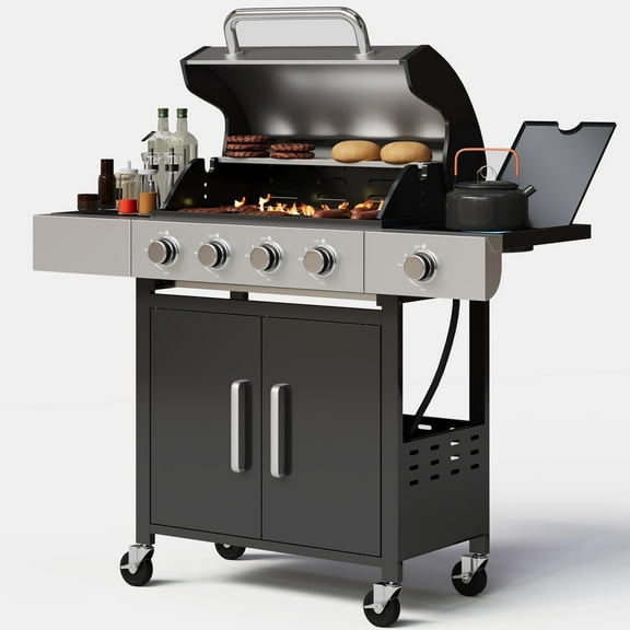 Aoxun Burner Propane Gas Outdoor Grill with Side Burner Stainless Steel BBQ Grill