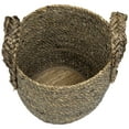 thumbnail image 3 of Northlight Set of 3 Dark Brown Round Seagrass Storage Baskets with Braided Handles 13.5", 3 of 6