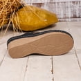 thumbnail image 6 of YgkuHd Women's Casual Wedge Sandals Lattice-Style Cutout Upper Metal Rivet Accents Slide-On Style Contoured Heel Black,5.5, 6 of 8