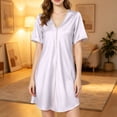 thumbnail image 4 of ZyeKqe Sleep Shirts for Women V Neck Sleeveless Nightgown Casual Lightweight Comfy Loungewear Mini Dress, 4 of 7