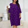 thumbnail image 2 of Haunted Mansion Dark Purple Sleepshirts For Sleeping Travels Loose Sleepdress Pajama Dress Soft Nightdress Sleepwear, 2 of 7
